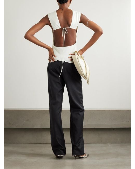 St. Agni White Open-Back Lenzing Lyocell And Ecovero-Blend Twill Top
