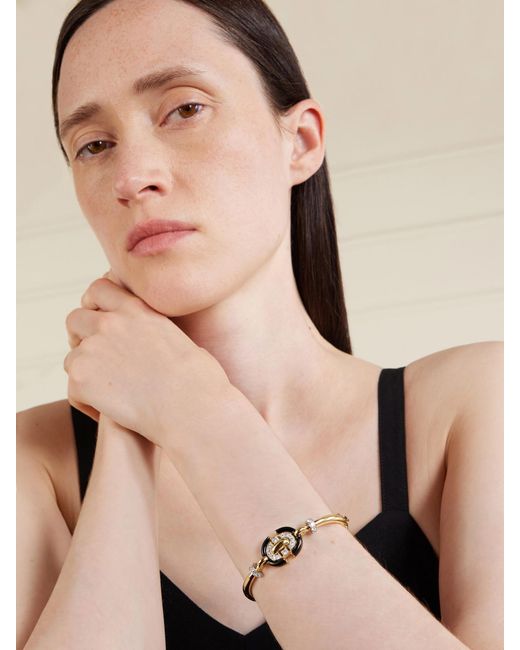 David Webb Natural Unity 18-Karat And Platinum, Diamond And Enamel Bracelet