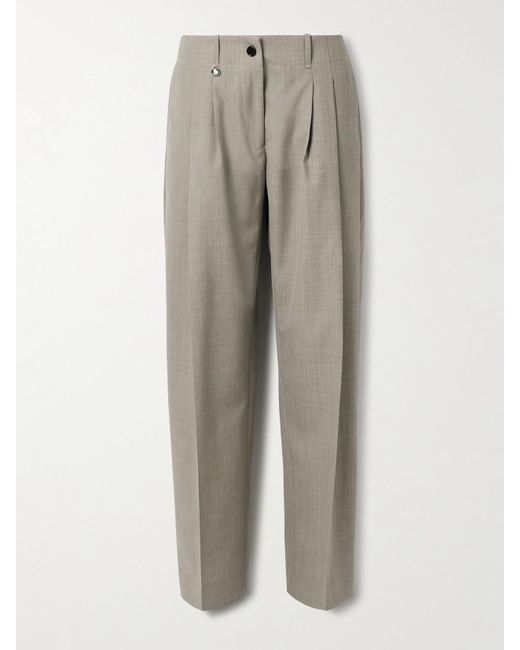 Burberry Gray Pleated Wool Tapered Pants