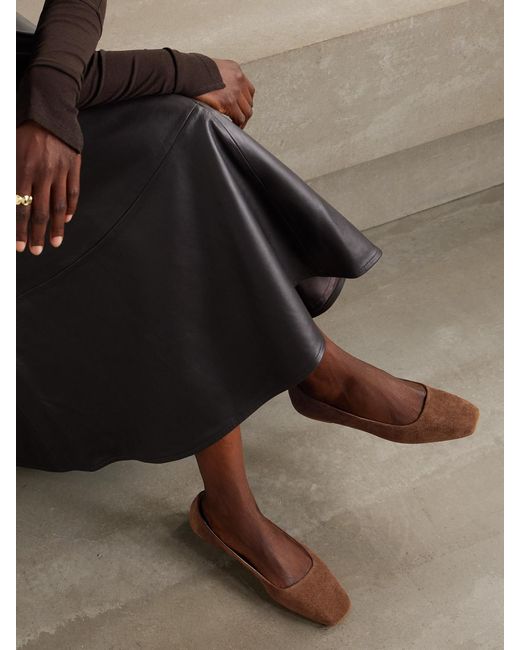 Aeyde Brown Ida Suede Ballet Flats
