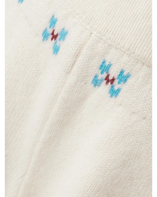 Calle Del Mar White Winter Fair Isle Cashmere Wide-Leg Pants