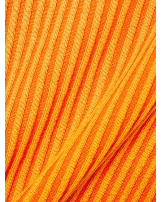 Christopher John Rogers Orange Color-Block Ribbed Wool-Blend Sweater