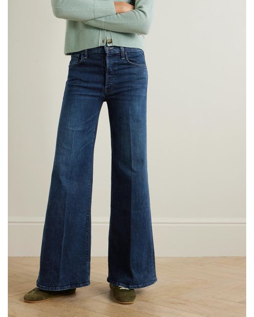 Mother Blue The Tomcat Roller Sneak Hoch Sitzende Jeans Mit Weitem Bein