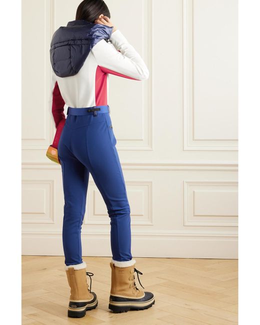 Moncler Blue Hooded Belted Color-Block Down Ski Suit