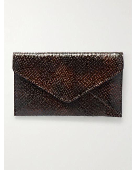 Dries Van Noten Black Mittelgroße Clutch Aus Leder Mit Schlangeneffekt