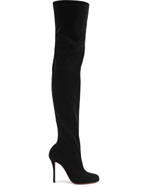 Christian Louboutin Classe Stretch-velvet Over-the-knee Boots in Black ...