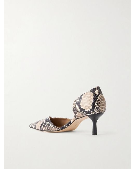 Victoria Beckham Natural Angle D'Orsay 55 Snake-Effect Leather Pumps