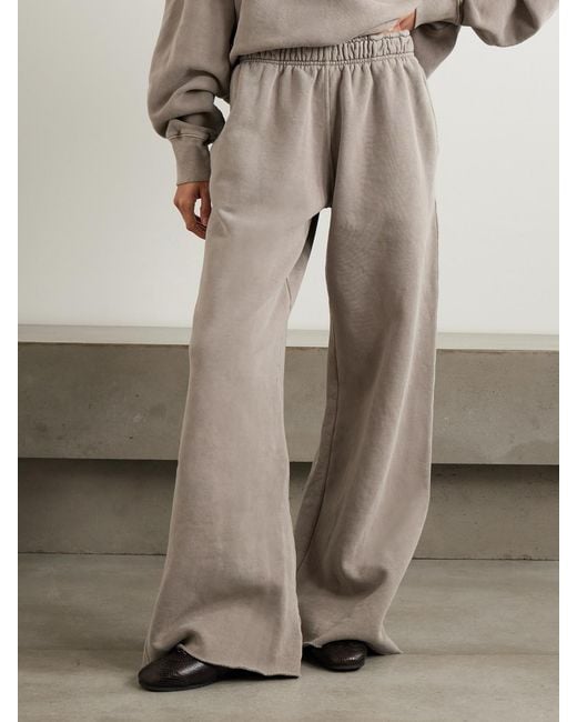 SLVRLAKE Denim Gray Cotton-Jersey Wide-Leg Track Pants