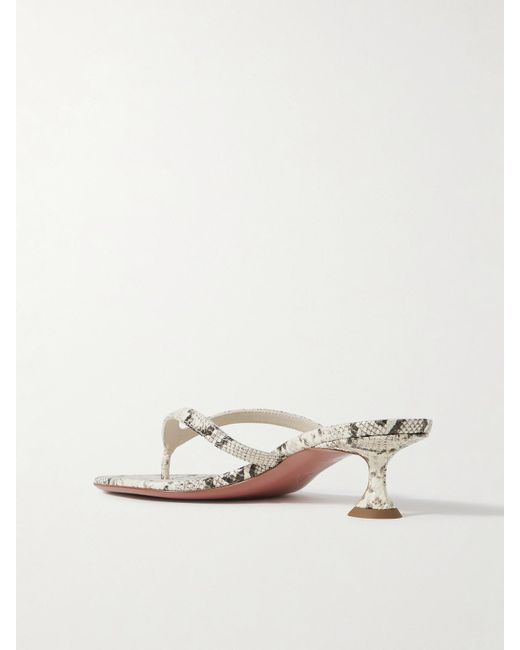 AMINA MUADDI Natural Juliette Snake-Effect Leather Sandals