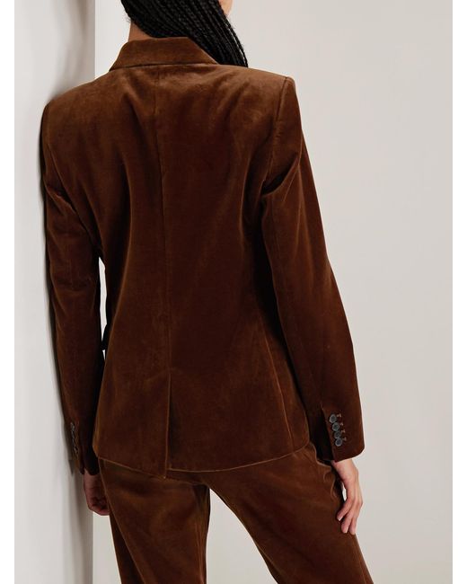 Nili Lotan Brown Veda Double-Breasted Cotton-Blend Velvet Blazer