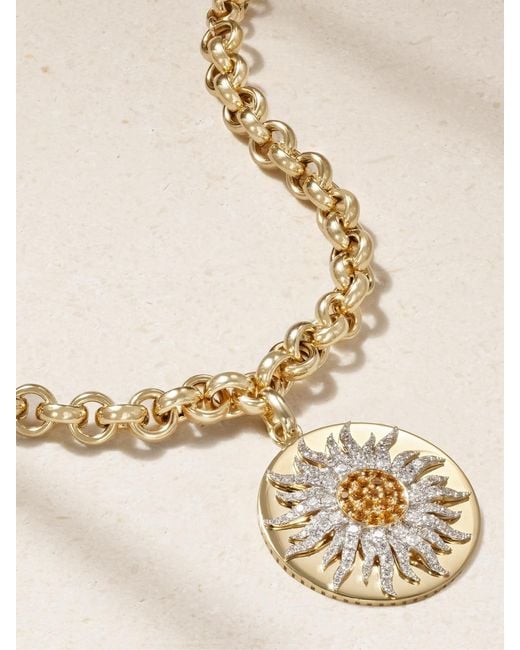 Yvonne Léon Natural Roi Soleil 18-Karat, Diamond And Citrine Necklace