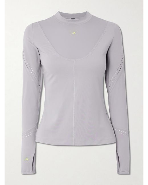 Adidas By Stella McCartney Gray Truepurpose Oberteil Aus Recyceltem Stretch-Jersey Mit Perforationen