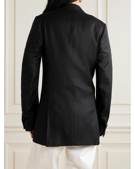 Blazer Oversize À Double Boutonnage En Serge De Laine, Lin Et Soie Mélangés Dries Van Noten en coloris Black