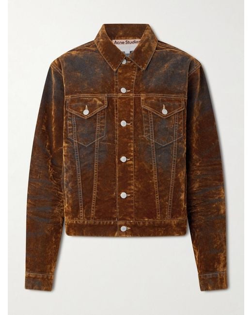 Acne Brown Flocked Denim Jacket