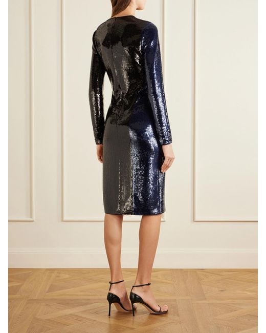 Tom Ford Black Sequin-Embellished Knee-Length Dress