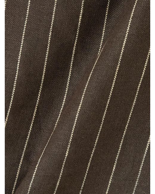 Posse Brown Alice Pinstriped Linen-Twill Mini Skirt