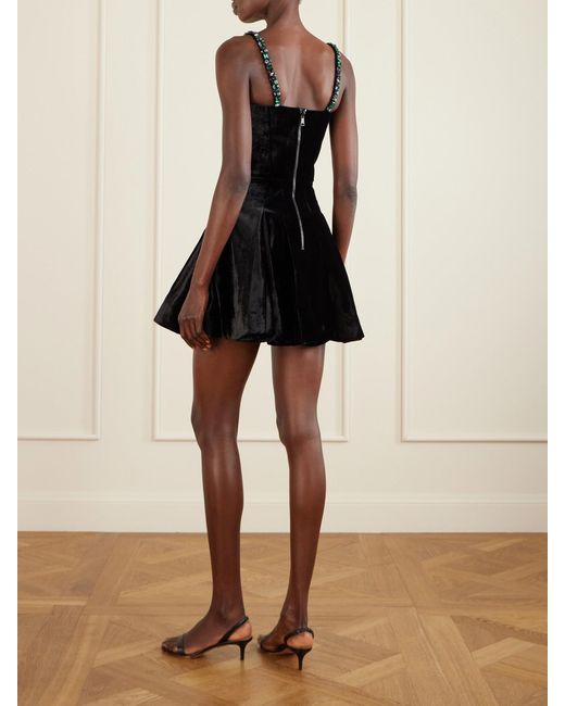 Balmain Black Embellished Velvet Mini Dress