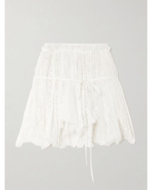 J.W. Anderson White Asymmetric Tie-Detailed Lace Mini Skirt