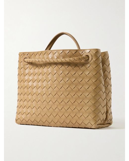 Bottega Veneta Natural Andiamo Medium Intrecciato Leather Tote