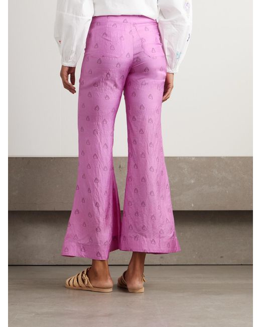 Alix Of Bohemia Pink Farah Printed Silk Flared Pants