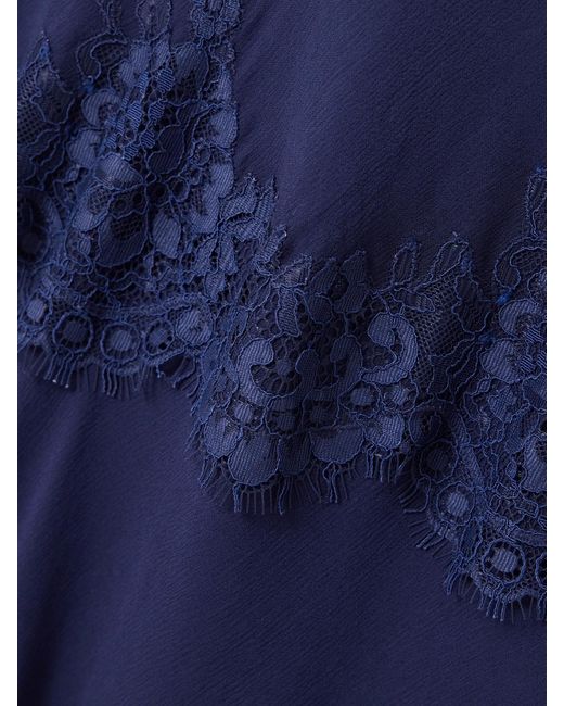Self-Portrait Blue Lace-Trimmed Georgette Maxi Dress