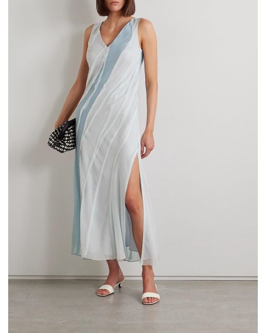 Jason Wu Blue Paneled Silk-Chiffon Maxi Dress