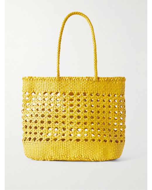 Dragon Diffusion Yellow Eclipse Woven Leather Tote