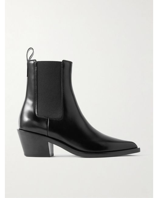 Gianvito Rossi Black Wylie Dover 45 Glossed-Leather Chelsea Boots