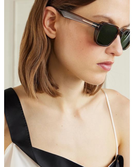 Tom Ford Green Ezra-02 Square-Frame Acetate Sunglasses