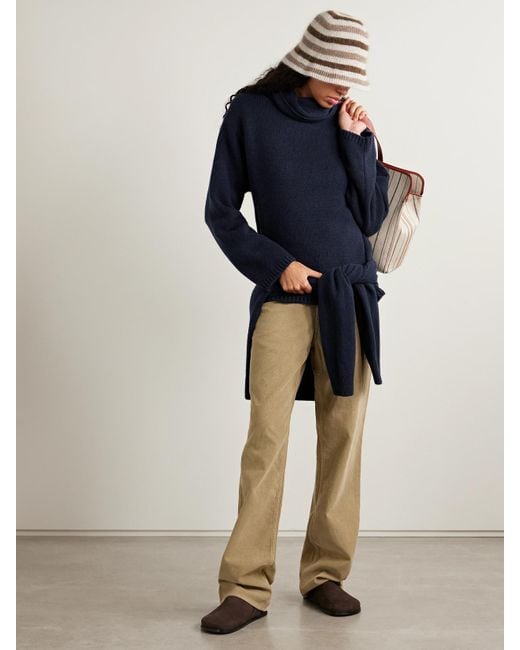 The Elder Statesman Blue Cashmere Turtleneck Sweater