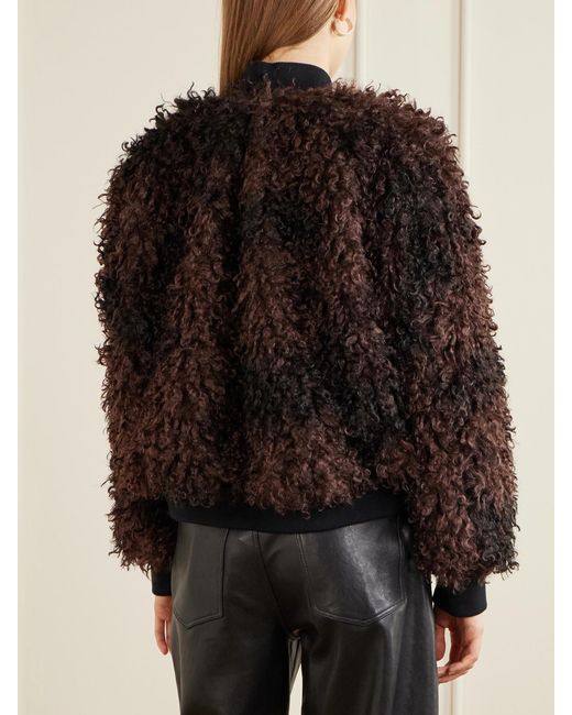 Sacai Brown Plush Bomber Jacket