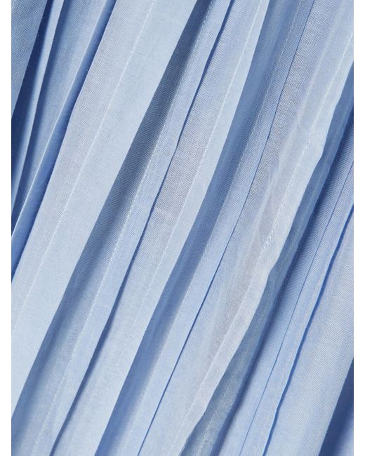 Thierry Colson Blue Midirock Aus Voile Aus Einer Baumwoll-Seidenmischung Mit Biesen