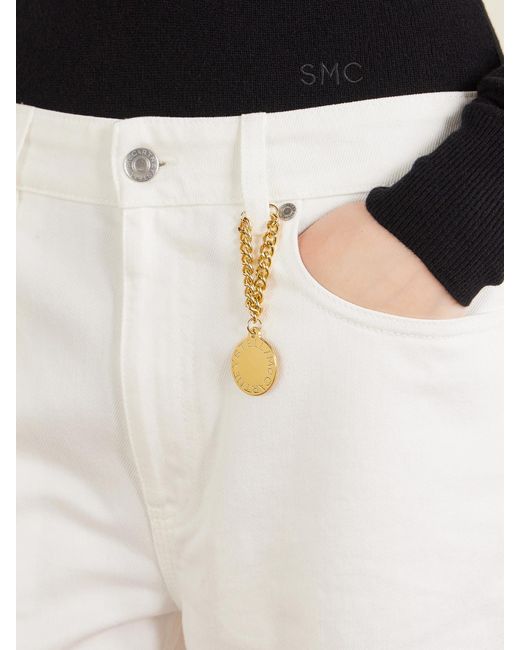 Stella McCartney White Cropped High-Rise Barrel-Leg Jeans