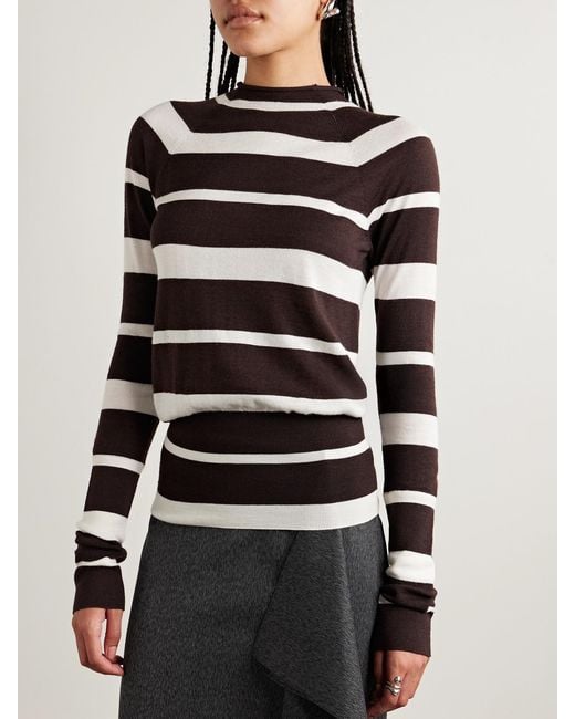 Proenza Schouler Black Gia Striped Wool And Silk-Blend Sweater