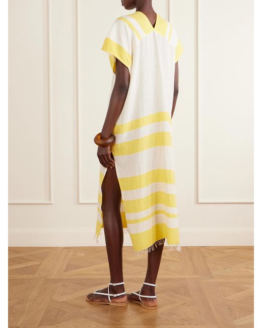 Lemlem Yellow Gasira Striped Cotton-Blend Maxi Dress