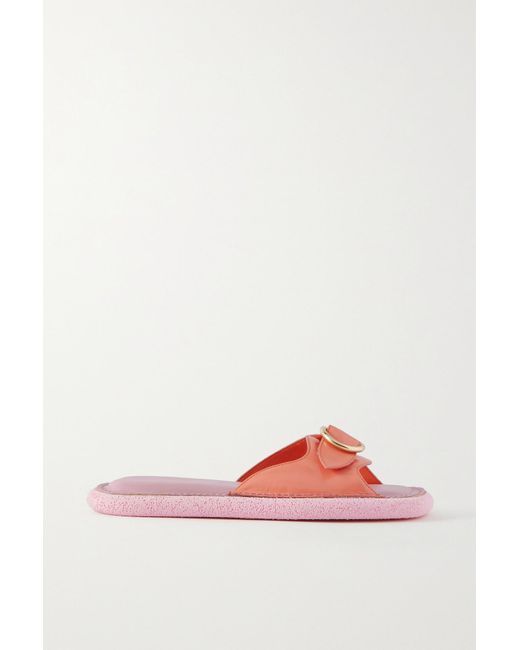 buckled leather slides