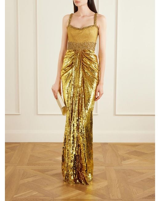 Jenny Packham Metallic Only You Draped Embellished Tulle Gown