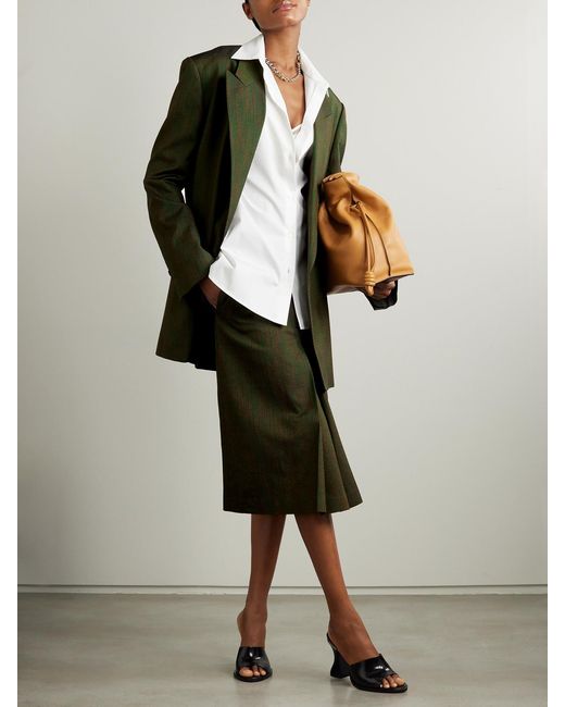 Dries Van Noten Green Metallic Cotton-Blend Jacquard Midi Skirt