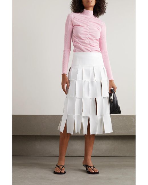 Renaissance Renaissance Pink Ruched Tulle And Ribbed Jersey Top