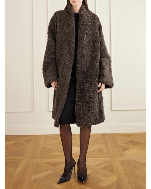 Tom Ford Brown Reversible Full-Grain Leather-Trimmed Shearling Coat