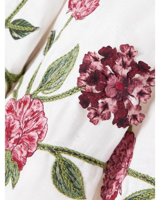 Mini-Jupe En Lin À Appliqués Et À Broderies Cerezo Agua Bendita en coloris White