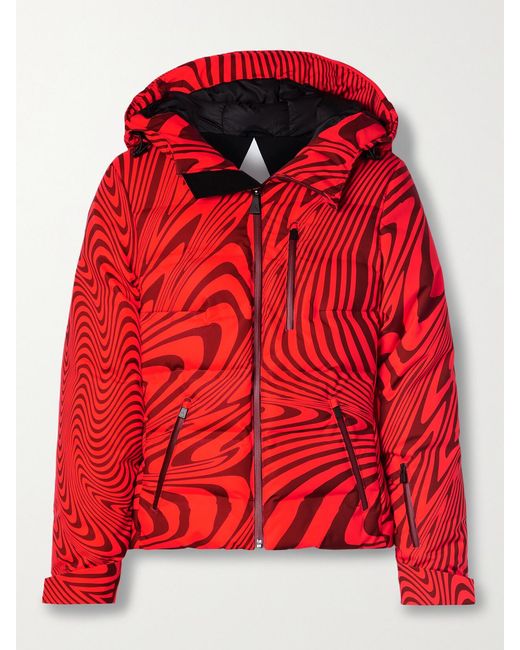 Aztech Mountain Red Minnie Nuke Hooded Printed Quilted Down Ski Jacket
