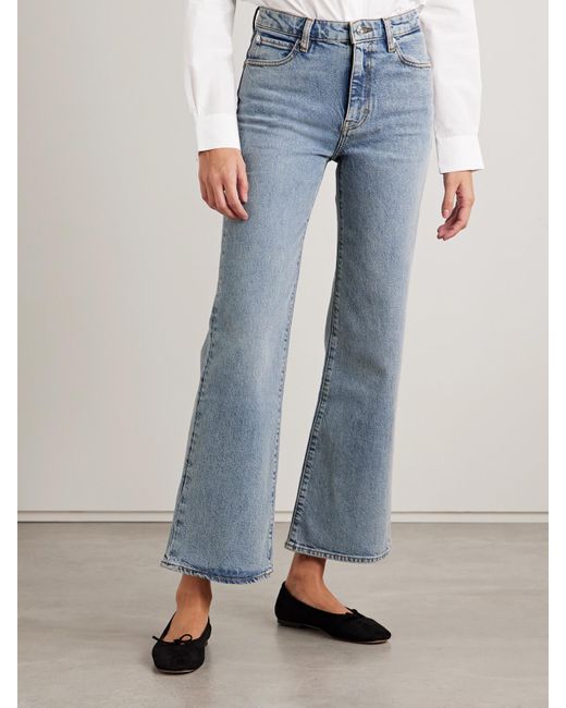 FRAME Blue The Pixie Arrow Verkürzte, Hoch Sitzende Bootcut-Jeans