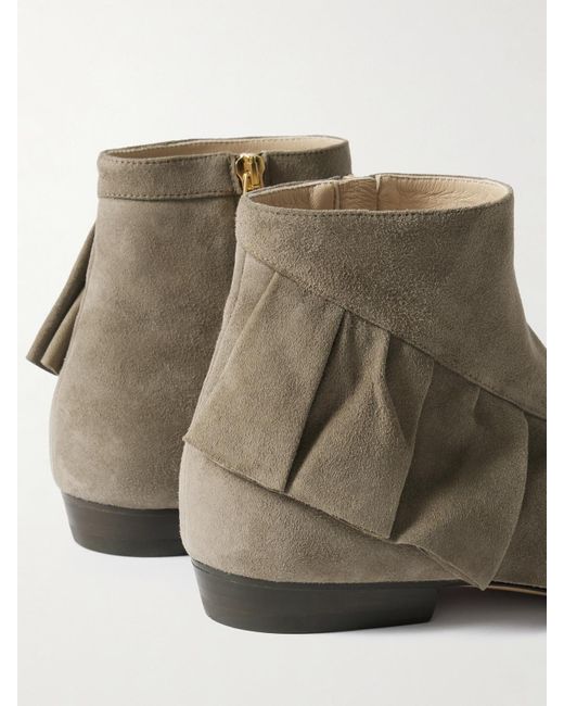J.W. Anderson Gray Ruffled Suede Ankle Boots