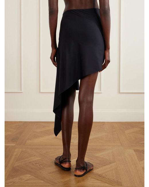 Magda Butrym Black Asymmetric Floral-Appliquéd Stretch-Jersey Coverup