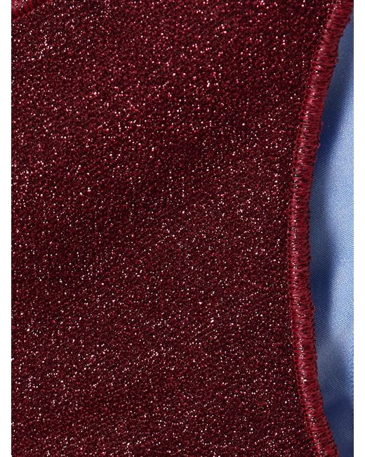 Oseree White Lumière Shell Embellished Two-Tone Metallic Triangle Bikini