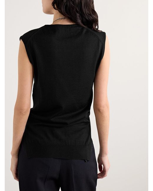 Lemaire Black Tie-Detailed Wool-Blend Tank