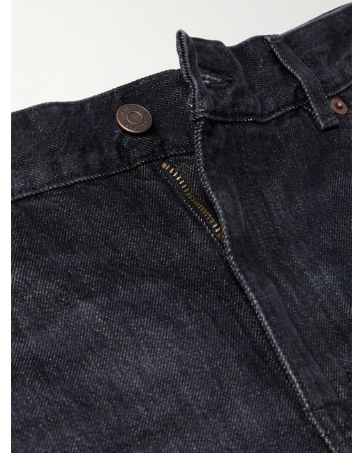 Chloé Blue Leather-Trimmed High-Rise Wide-Leg Jeans
