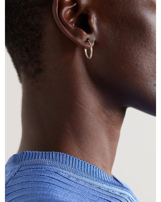 Alison Lou Natural Small Linear 14-Karat, Diamond And Enamel Hoop Earrings