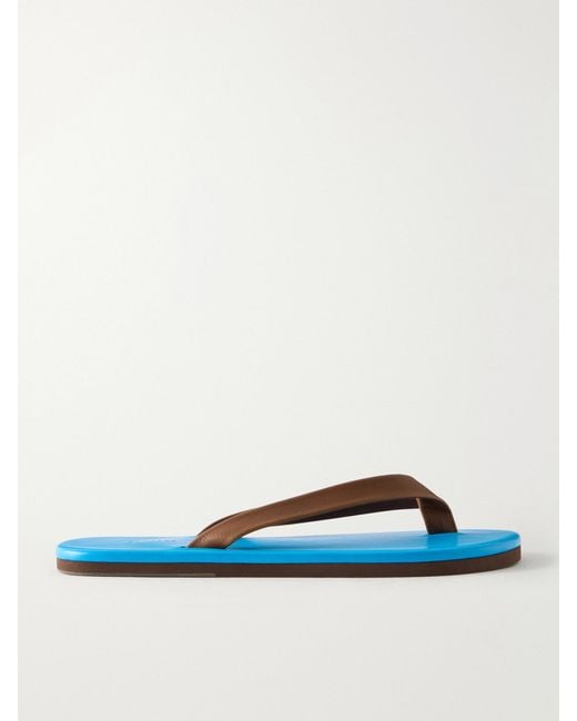 Auralee Blue Leather Flip Flops